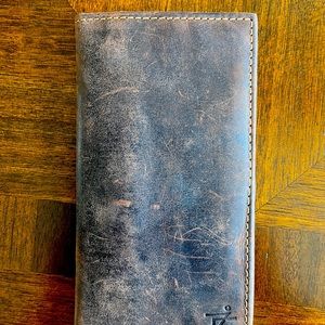 Dark Brown Leather Checkbook / Wallet